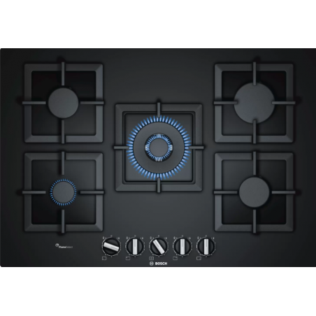 Tables - TABLE GAZ 75CM 4F+WOK FLAMESL VERRE NOIR