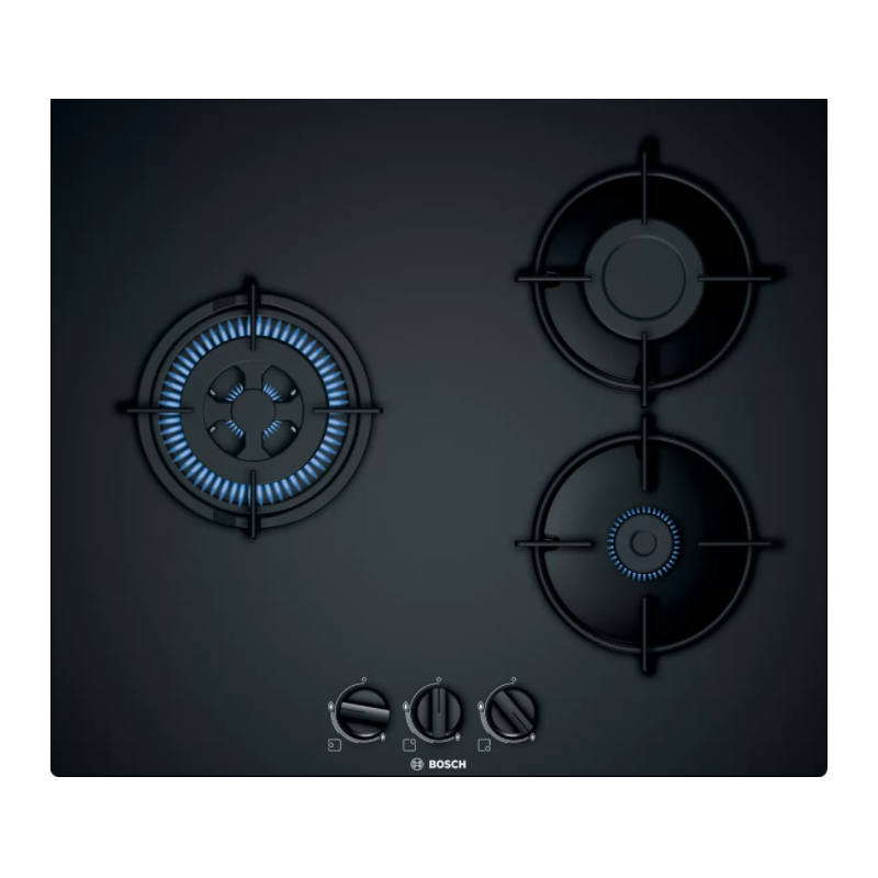 Tables - TABLE GAZ 60CM 2F+WOK VERRE NOIR