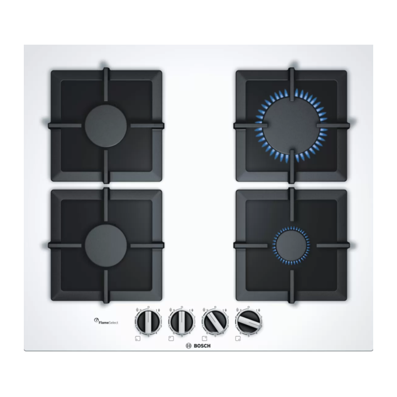 Tables - TABLE GAZ 60CM 4F FLAMESELEC VERRE BLANC