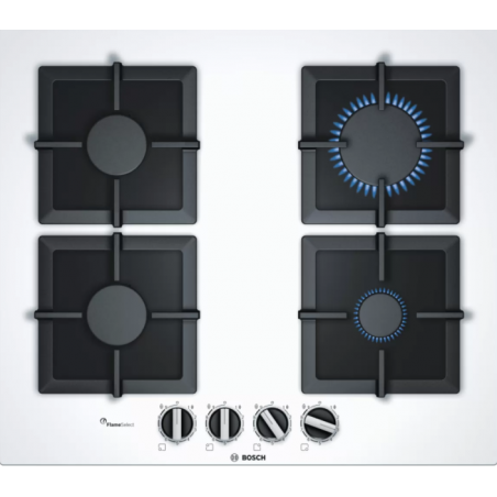 Tables - TABLE GAZ 60CM 4F FLAMESELEC VERRE BLANC