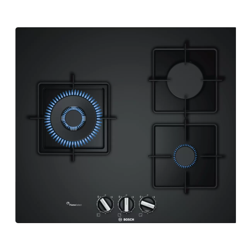 Tables - TABLE GAZ 60CM 2F+WOK FLAMESL VERRE NOIR