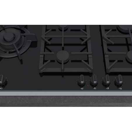 Tables - TABLE GAZ 90CM 4F+WOK FLAMESL VERRE NOIR