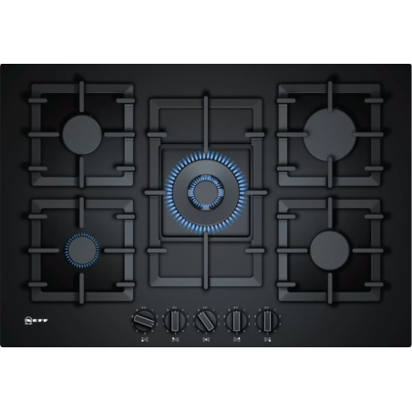 Tables - TABLE GAZ 75CM 4F+WOK FLAMESL VERRE NOIR