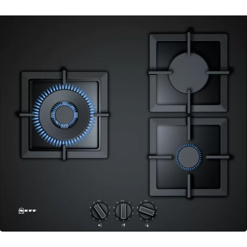 Tables - TABLE GAZ 60CM 2F+WOK FLAMESL VERRE NOIR