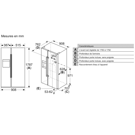 Refrigerateurs - REFRIGERATEUR US178.7X90.8X70,7 INOX