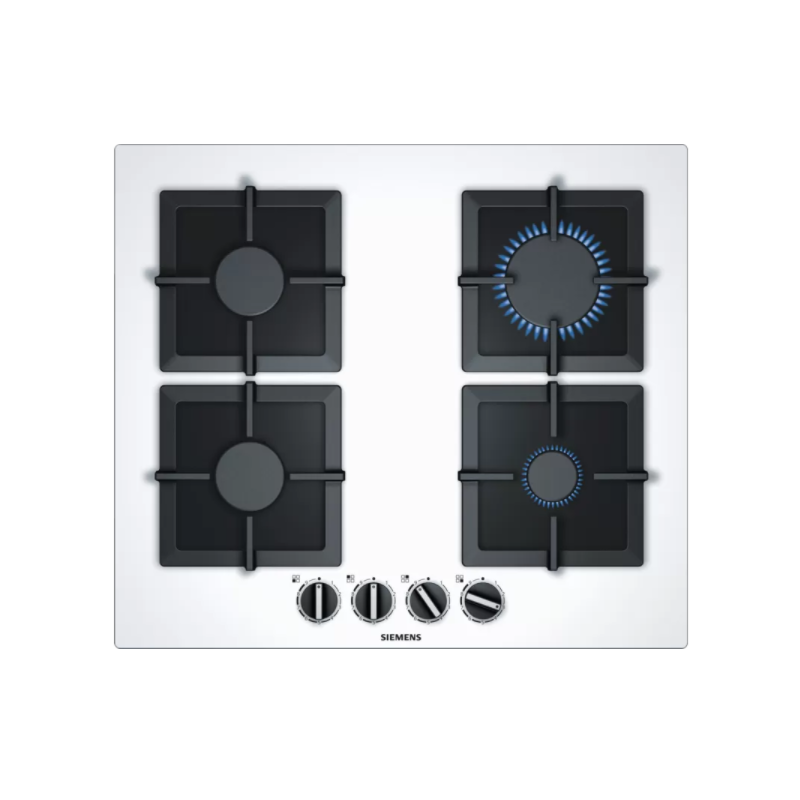 Tables - TABLE GAZ 60CM 4FOYERS FLAMS VERRE BLANC