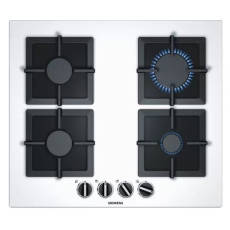 Tables - TABLE GAZ 60CM 4FOYERS FLAMS VERRE BLANC