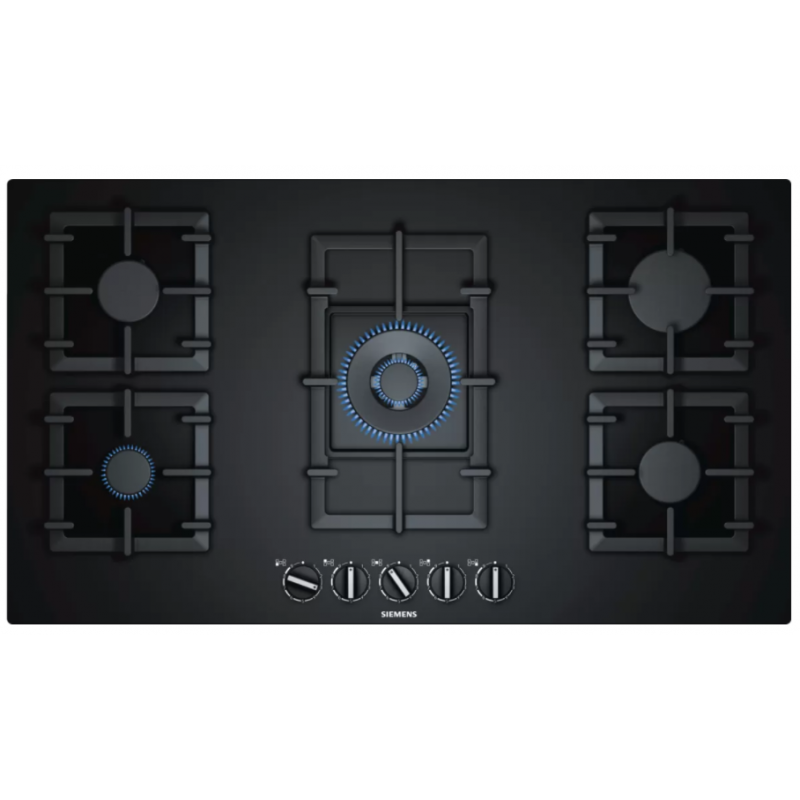 Tables - TABLE GAZ 90CM 4F+WOK FLAMESL VERRE NOIR