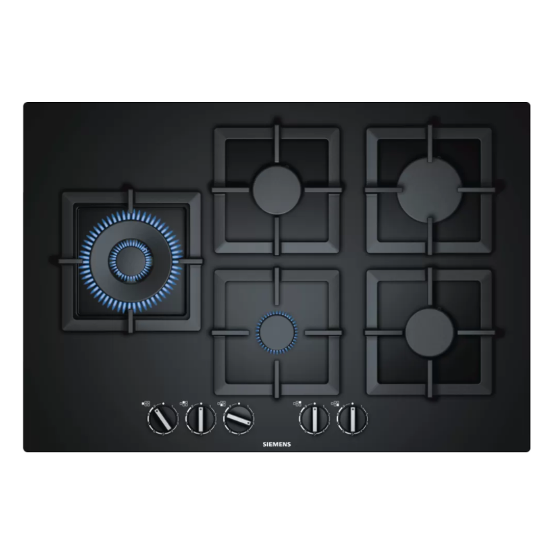 Tables - TABLE GAZ 75CM 4F+WOK FLAMESL VERRE NOIR