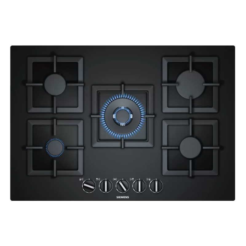 Tables - TABLE GAZ 75CM 4F+WOK FLAMESL VERRE NOIR